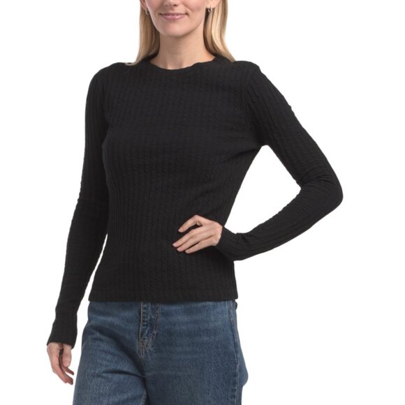 NATION Jet Black Made In Portugal Avalon Double Faced Rib Long Sweater - Picture 1 of 2